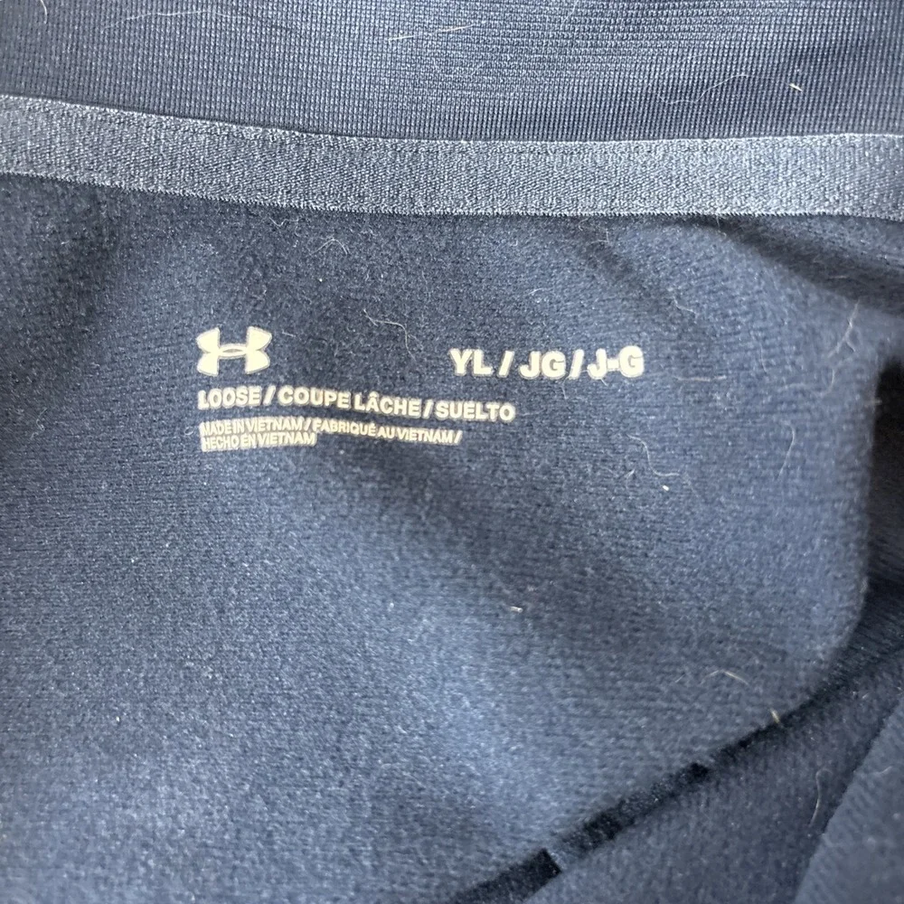 Under Armour Youth Large Pennant Full Zip Up Navy Blue Track Jacket White Stripe